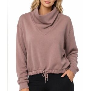 Varley Cowl Neck Sweatshirt Women Large Mauve Excellent Drawstring Pullover